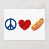 Peace Love Hotdog Briefkaart (Voorkant)