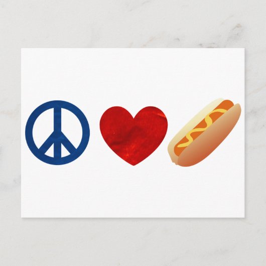 Peace Love Hotdog Briefkaart (Voorkant)