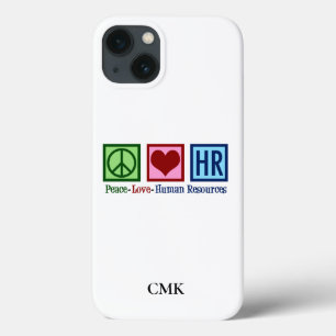 Peace Love HR Cute Human Resources Monogram Case-Mate iPhone Case