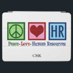 Peace Love HR Cute Human Resources Monogram iPad Air Cover<br><div class="desc">De aangepaste iPad van de afdeling Personeelszaken van de klap voor een manager van u bij een bedrijf of een zaken. Peace Love Human Resources gift monogrammed met een naam op de tabletomslag.</div>