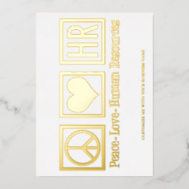 Peace Love HR Elegant Human Resources Custom Gold Folie Feestdagenkaart