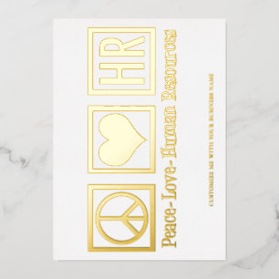 Peace Love HR Elegant Human Resources Custom Gold Folie Feestdagenkaart