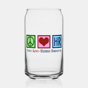 Peace Love HR Human Resources Blikvorm Glas