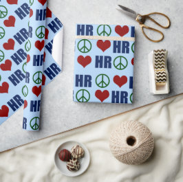 Peace Love HR Human Resources Blue Cadeaupapier