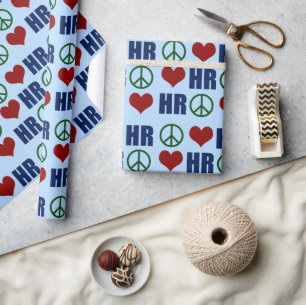 Peace Love HR Human Resources Blue Cadeaupapier