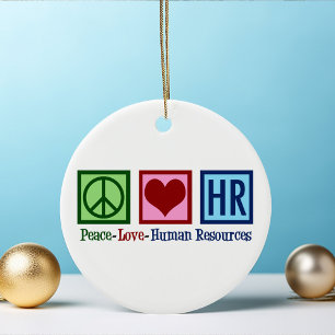 Peace Love HR Human Resources Kerstmis Keramisch Ornament