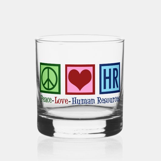 Peace Love HR Human Resources Whisky Glas (Voorkant)