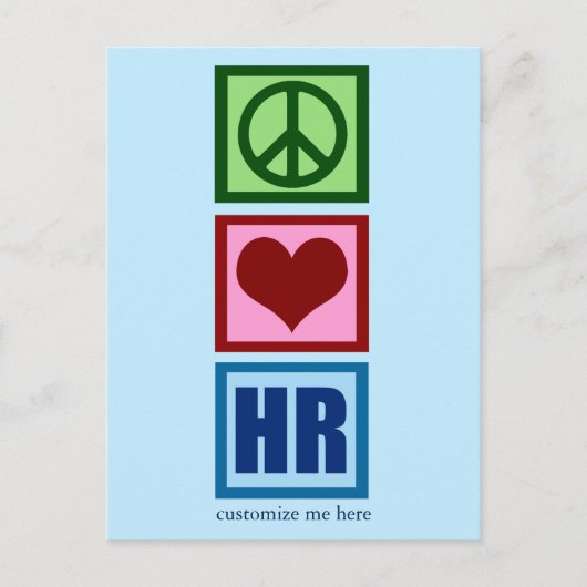 Peace Love HR - Personeelsblauw Briefkaart (Voorkant)