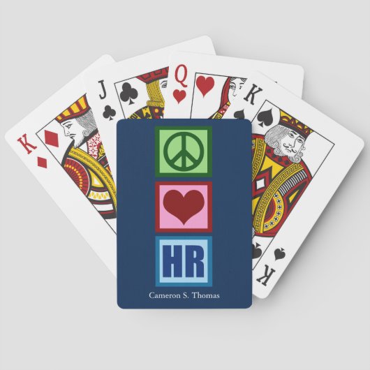 Peace Love HR - Personeelsblauw Pokerkaarten (Achterkant)