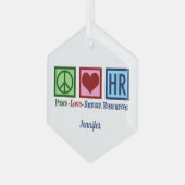 Peace Love Human Resources - Aangepast kerstfeest Glas Ornament (Voorkant links)
