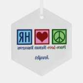 Peace Love Human Resources - Aangepast kerstfeest Glas Ornament (Achterkant)