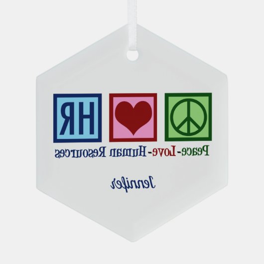 Peace Love Human Resources - Aangepast kerstfeest Glas Ornament (Achterkant)