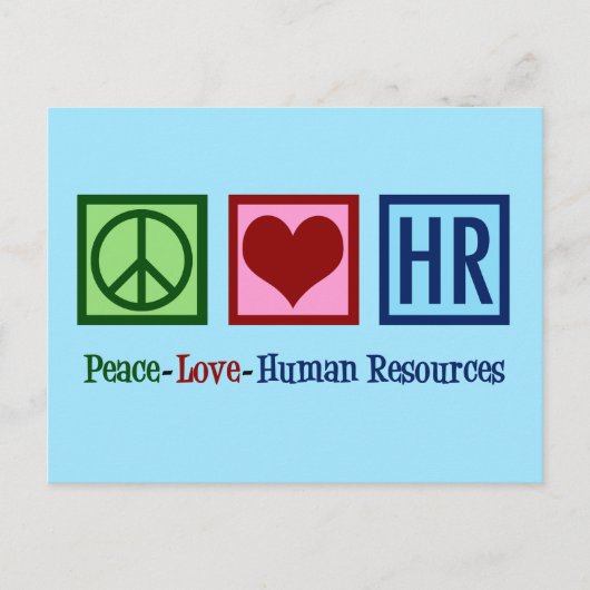 Peace Love Human Resources HR Briefkaart (Voorkant)
