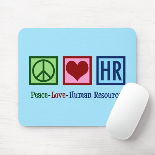 Peace Love Human Resources HR Muismat (Met muis)