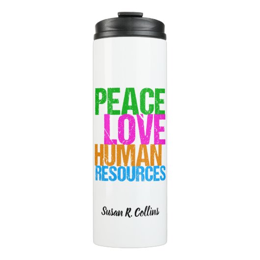 Peace Love Human Resources HR Thermosbeker (Voorkant)