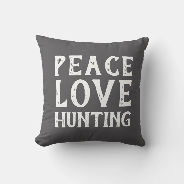 PEACE LOVE HUNTING typografie | buitenkussen (Voorkant)