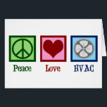 Peace Love HVAC Air Conditioning Company Card<br><div class="desc">Peace Love HVAC Company. Een schattige zakelijke vakantiekaart voor verwarming,  ventilatie en airconditioning voor een bedrijf dat werkt op verwarmingstoestellen en airconditioners.</div>
