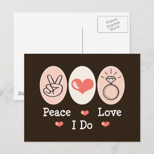 Peace Love I Do Wedding Briefkaart (Voorkant / Achterkant)