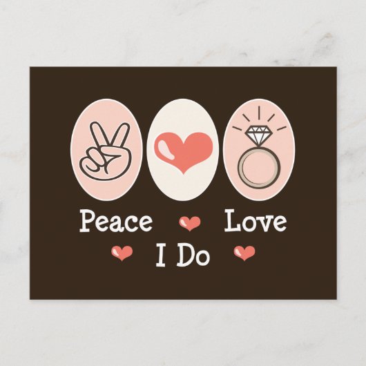 Peace Love I Do Wedding Briefkaart (Voorkant)