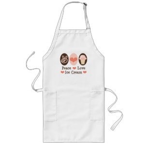 Peace Love Ice Cream Apron Lang Schort