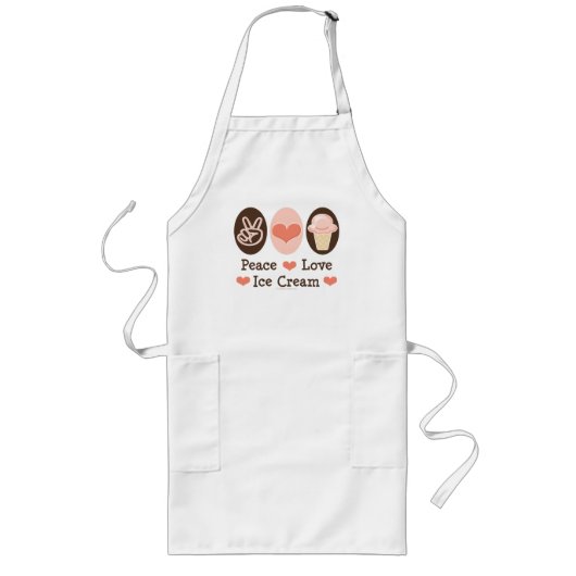 Peace Love Ice Cream Apron Lang Schort (Voorkant)