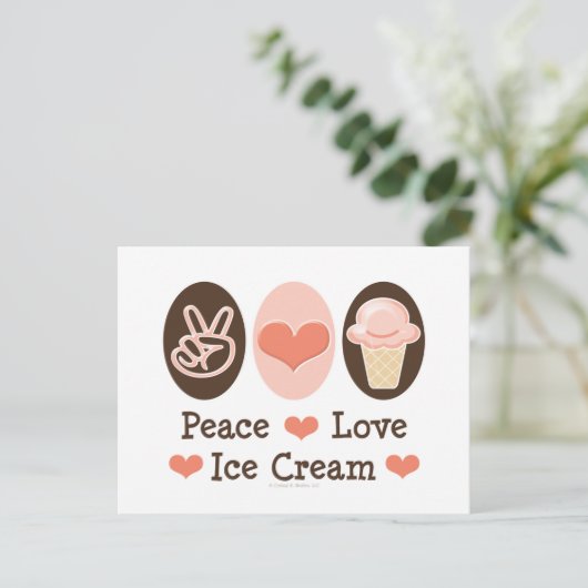 Peace Love Ice Cream Briefkaart (Staand voorkant)