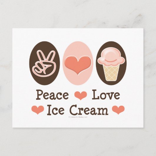 Peace Love Ice Cream Briefkaart (Voorkant)