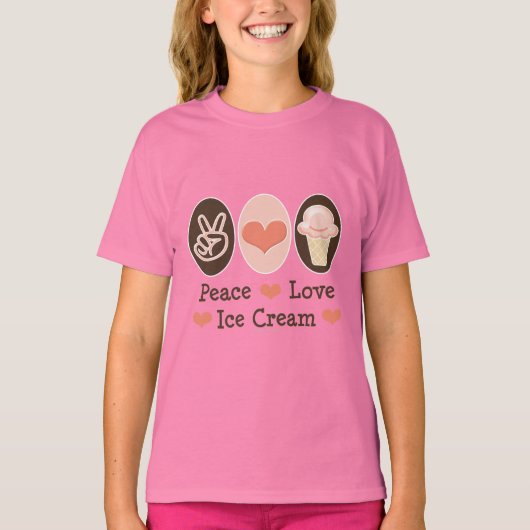 Peace Love Ice Cream Kinder Ringer T-shirt (Voorkant)