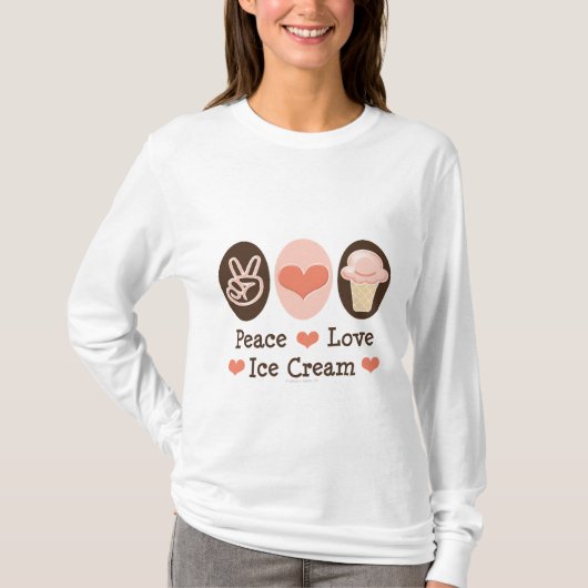 Peace Love Ice Cream Long hoeve Tee Shirt (Voorkant)