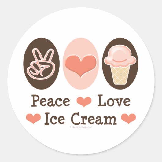 Peace Love Ice Cream Stickers (Voorkant)