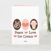 Peace Love Ice Cream Wenskaart Kaart (Achterkant)
