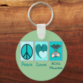 Peace Love ICU Nurse Sleutelhanger (Voorkant)