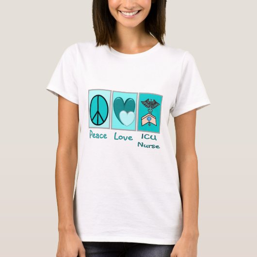 Peace Love ICU Nurse T-shirt (Voorkant)