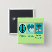 Peace Love ICU Nurse Vierkante Button 5,1 Cm (Voorkant /achterkant)