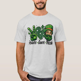 🍀 Peace Love Iers T-shirt - Celebrate Irish Prid