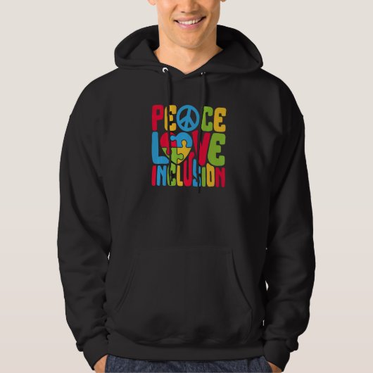 Peace Love Inclusion SPED Teacher Special Educatio Hoodie (Voorkant)