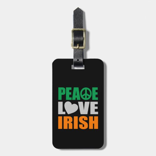 Peace Love Irish Bagagelabel (Voorkant verticaal)