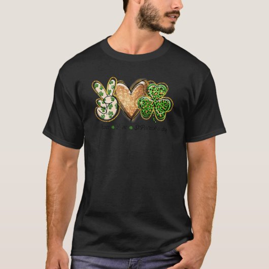 Peace Love Irish Cute Peace Heart Shamrock St Patr T-shirt (Voorkant)