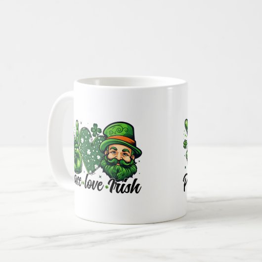 Peace Love Irish Mok - Perfect voor St. Patrick's (Voorkant links)