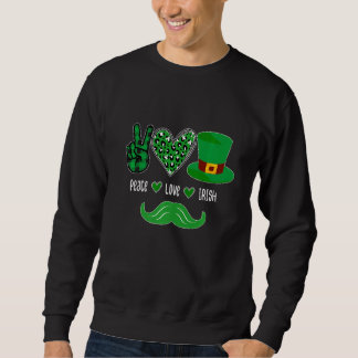 Peace Love Irish Peace Heart Shamrock St Patrick' Trui
