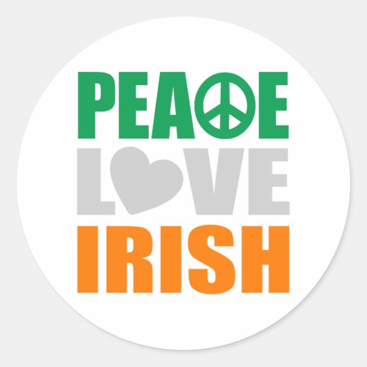 Peace Love Irish Ronde Sticker (Voorkant)