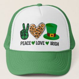 Peace Love Irish St Patrick's Day Trucker Pet