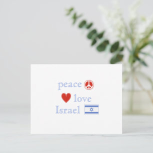 Peace Love Israel Heart en Israëlische vlag Briefkaart