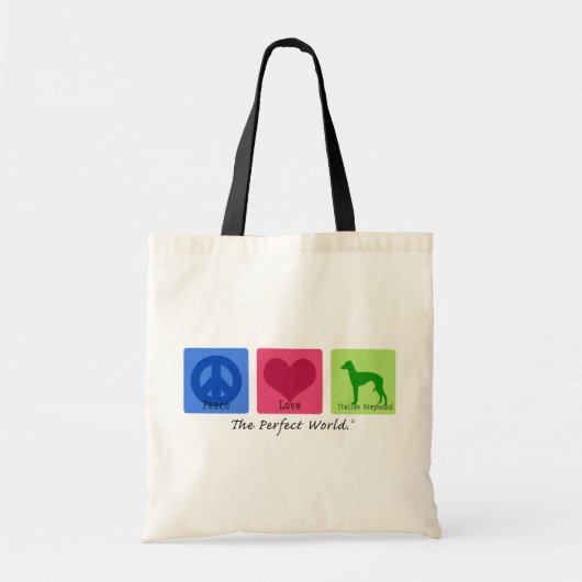 Peace Love Italiaanse Greyhound Tote Bag (Voorkant)