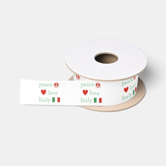 Peace Love Italy Adore Heart Italiaanse Republiek Satijnen Lint (Spoel)