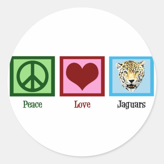 Peace Love Jaguars Ronde Sticker (Voorkant)