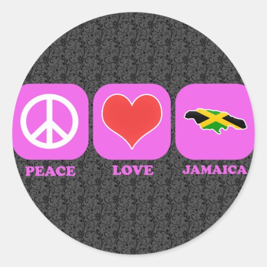 Peace Love Jamaica Ronde Sticker (Voorkant)