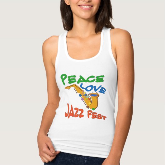 Peace Love Jazz Fest Sax Tanktop (Voorkant)