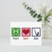 Peace Love Jazz Music Saxophone Briefkaart (Staand voorkant)