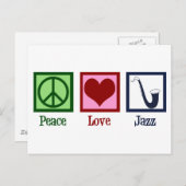 Peace Love Jazz Music Saxophone Briefkaart (Voorkant / Achterkant)